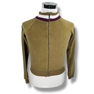Vintage Y2K Juicy Couture Velour Track Jacket‎ Women’s Small Olive Green Zip USA